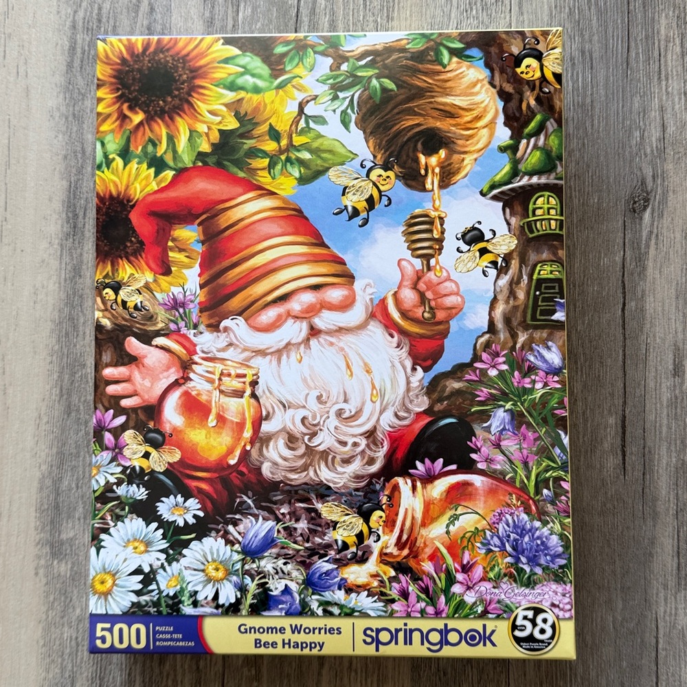 Springbok Gnome Worries Bee Happy Puzzle. All pieces in box. Cross Posted